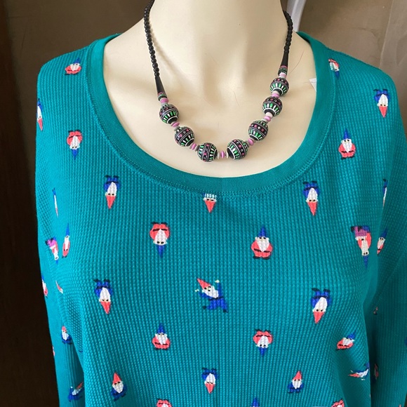 NWT Old Navy Womens Size XXL Green Thermal Shirt Gnomes Long Sleeve stretch - Picture 13 of 14